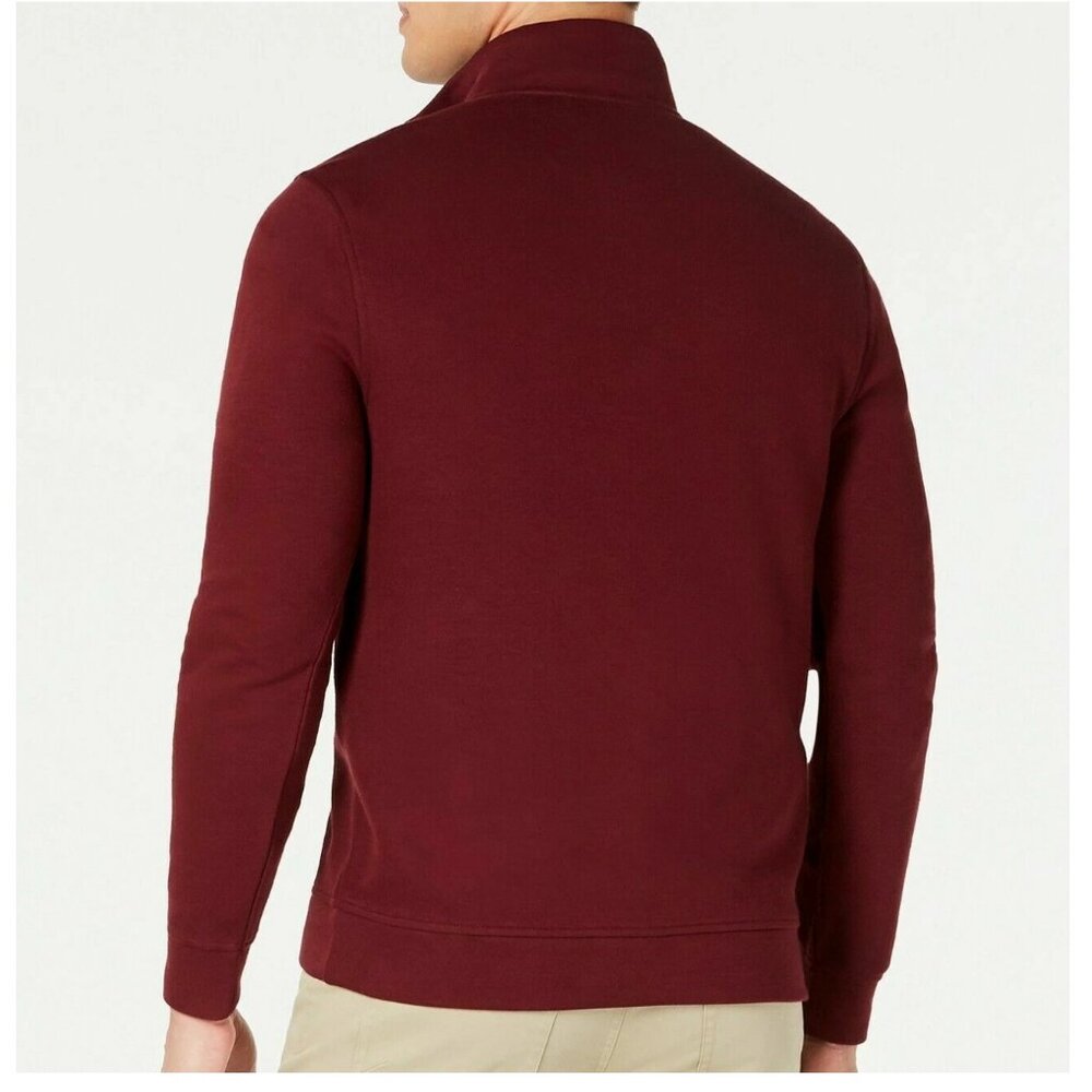 Tasso Elba Men's Birdseye 1/4 Zip Pullover Sweater, Port Wine Red, Small - Picture 2 of 2